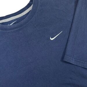 Nike Navy Blue Short Sleeve T Shirt Embroidered Swoosh Men's 3XL